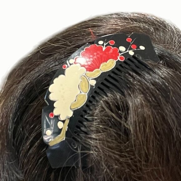 Lot of 12 Vintage Hair Combs 70s 80s Bold Plastic Japanese Rainbow Beaded Tulip - Picture 4 of 10